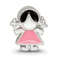 Sterling Silver Reflections Enameled Pink Dress Girl Bead view 3