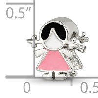 Sterling Silver Reflections Enameled Pink Dress Girl Bead view 4