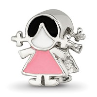 Sterling Silver Reflections Enameled Pink Dress Girl Bead view 1