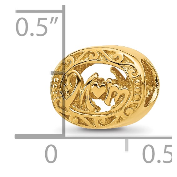 Sterling Silver Reflections Gold-plated Floral Mom Oval Bead