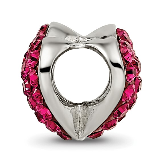 Sterling Silver Reflections Red Preciosa Crystal Heart Bead