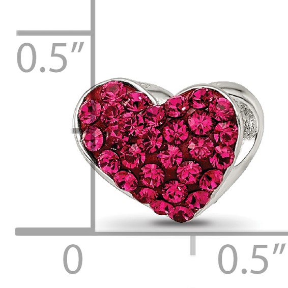 Sterling Silver Reflections Red Preciosa Crystal Heart Bead