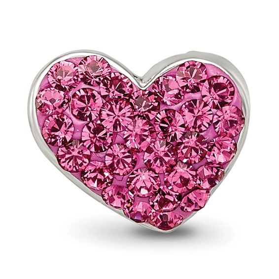 Sterling Silver Reflections Pink Preciosa Crystal Heart Bead