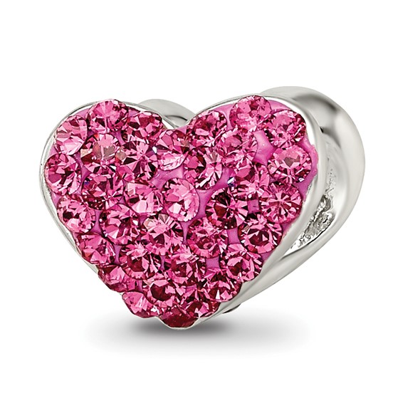 Sterling Silver Reflections Pink Preciosa Crystal Heart Bead
