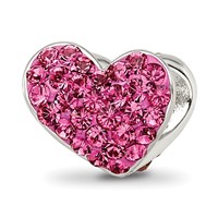 Sterling Silver Reflections Pink Preciosa Crystal Heart Bead view 1