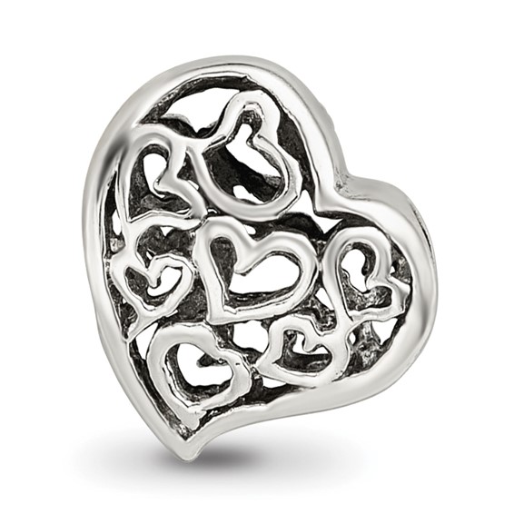 Sterling Silver Reflections Cutout Hearts Bead
