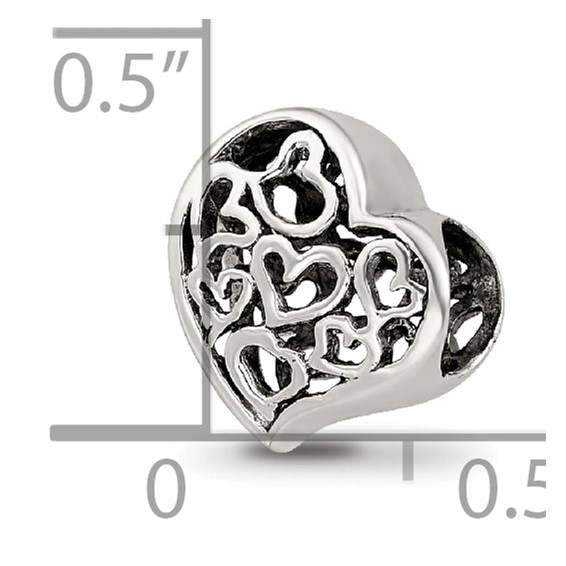 Sterling Silver Reflections Cutout Hearts Bead