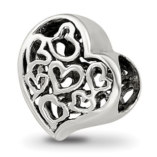 Sterling Silver Reflections Cutout Hearts Bead