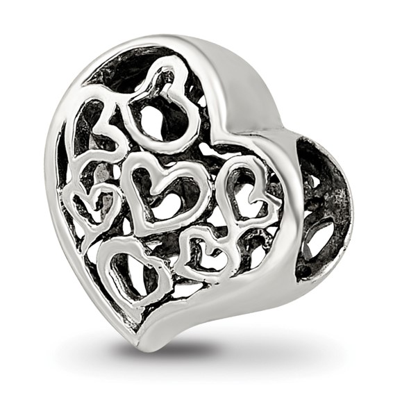 Sterling Silver Reflections Cutout Hearts Bead