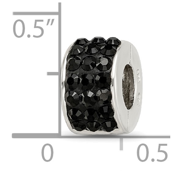 Sterling Silver Reflections Black Preciosa Crystal Bead