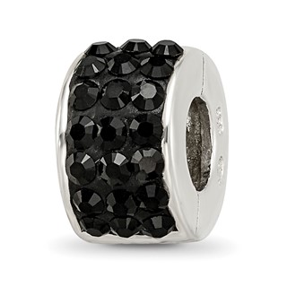 Sterling Silver Reflections Black Preciosa Crystal Bead