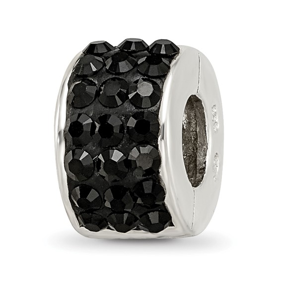 Sterling Silver Reflections Black Preciosa Crystal Bead