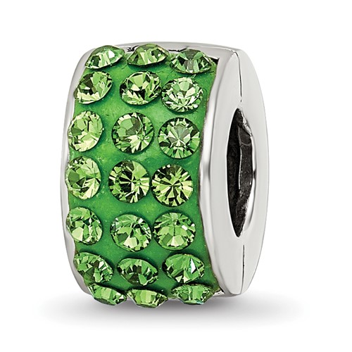 Sterling Silver Refletions Green Preciosa Crystal Bead