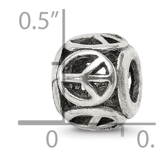 Sterling Silver Reflections Peace Sign Bead