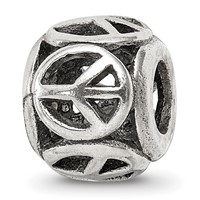 Sterling Silver Reflections Peace Sign Bead view 1
