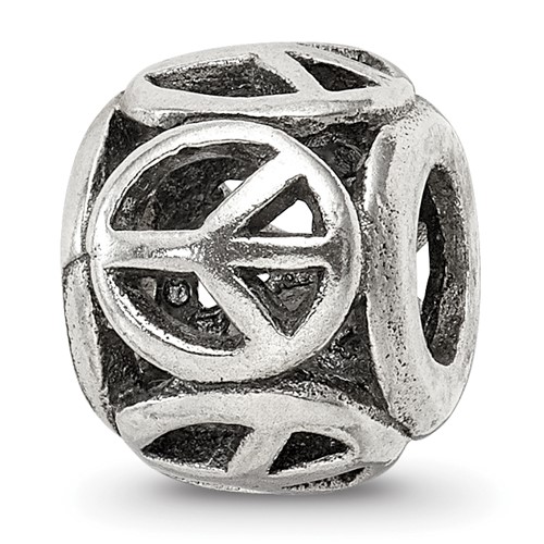 Sterling Silver Reflections Peace Sign Bead