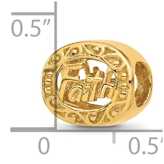 Sterling Silver Reflections Gold-plated Floral Faith Oval Bead