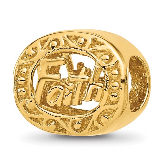 Sterling Silver Reflections Gold-plated Floral Faith Oval Bead