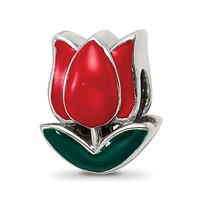 Sterling Silver Reflections Enameled Tulip Bead view 1
