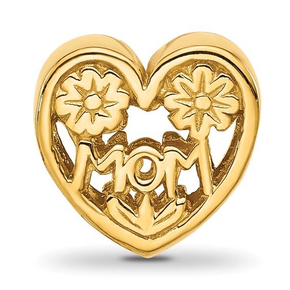 Sterling Silver Reflections Gold-plated Floral Mom Heart Bead