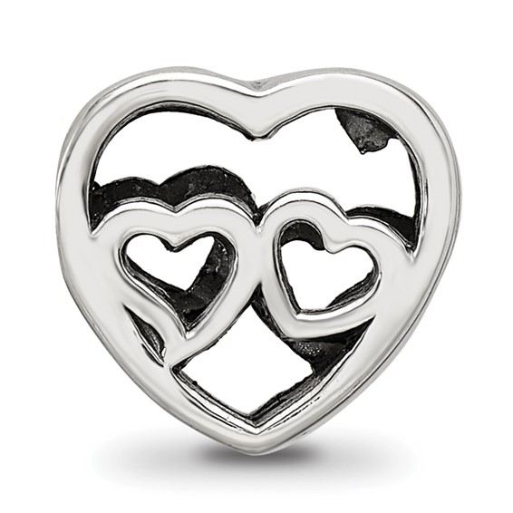 Sterling Silver Reflections Two Hearts Bead