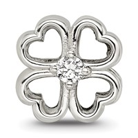 Sterling Silver Reflections Four Leaf Clover with CZ Bead view 3