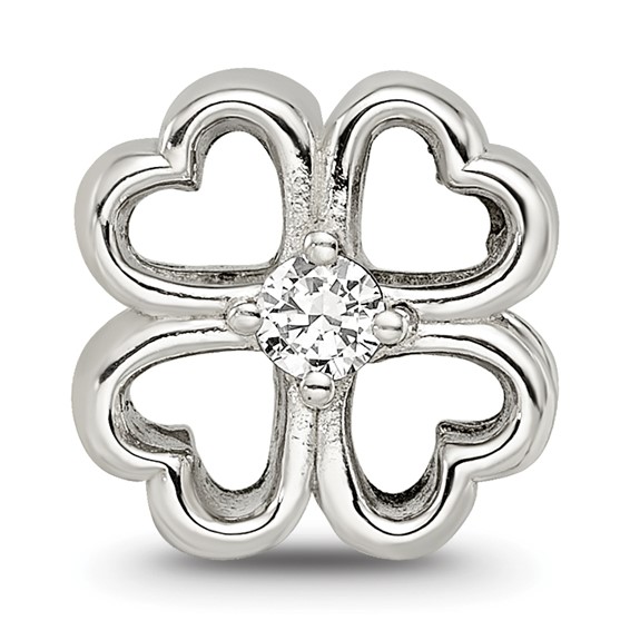 Sterling Silver Reflections Four Leaf Clover w/ CZ Bead