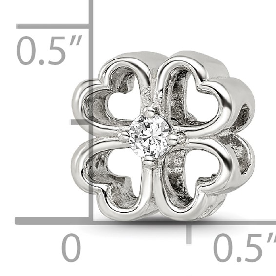 Sterling Silver Reflections Four Leaf Clover w/ CZ Bead