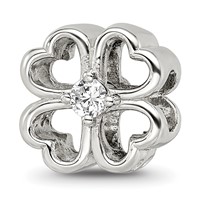 Sterling Silver Reflections Four Leaf Clover with CZ Bead view 1