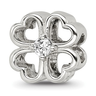 Sterling Silver Reflections Four Leaf Clover w/ CZ Bead