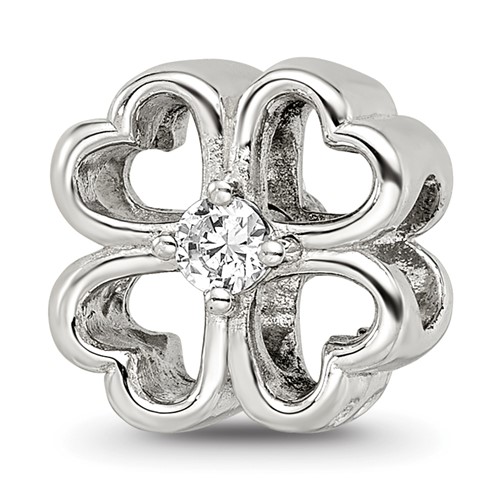 Sterling Silver Reflections Four Leaf Clover with CZ Bead