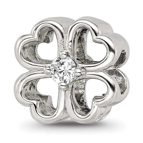 Sterling Silver Reflections Four Leaf Clover w/ CZ Bead