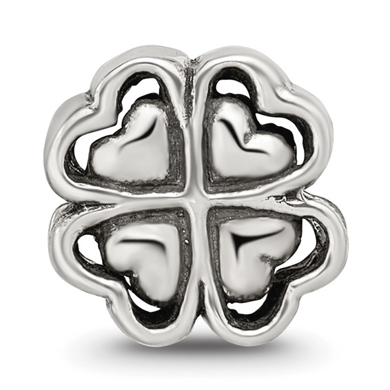 Sterling Silver Reflections Four Leaf Heart Clover Bead