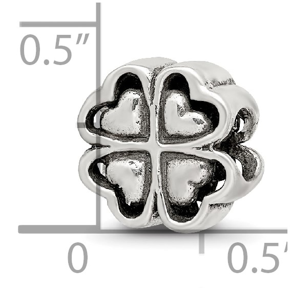 Sterling Silver Reflections Four Leaf Heart Clover Bead