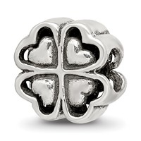 Sterling Silver Reflections Four Leaf Heart Clover Bead view 1