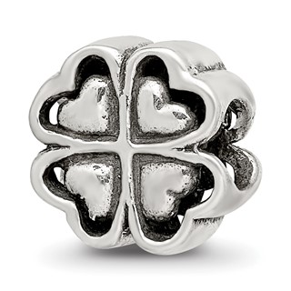 Sterling Silver Reflections Four Leaf Heart Clover Bead