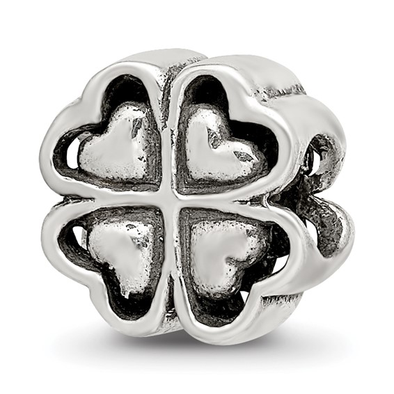 Sterling Silver Reflections Four Leaf Heart Clover Bead