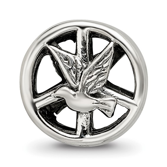 Sterling Silver Reflections Dove & Peace Sign Bead