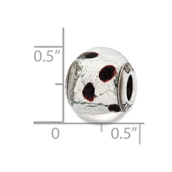 Sterling Silver Reflections Italian Murano Silver & Burgandy Glass Bead