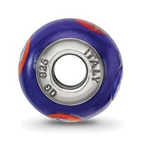 Sterling Silver Reflections Italian Blue with Decorative Accents Glass Bead view 2