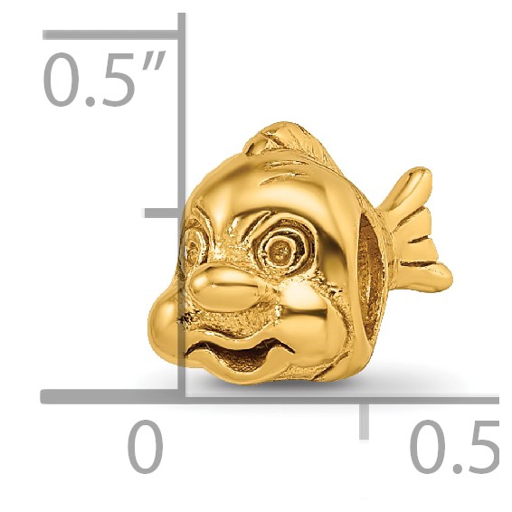 Sterling Silver Gold-plated Reflections Fish Bead