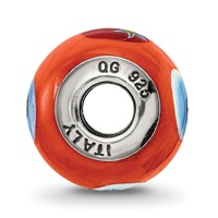 Sterling Silver Reflections Italian Orange W Decorative Accents Glass Bead view 2