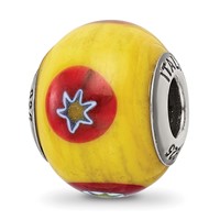 Sterling Silver Reflections Italian Yellow with Decorative Accents Glass Bead view 1