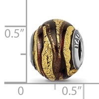 Sterling Silver Reflections Italian Brown & Gold Colored Glass Bead view 5