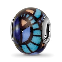 Sterling Silver Reflections Italian Blue Decorative Overlay Glass Bead view 1