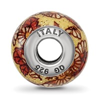 Sterling Silver Reflections Italian Yellow Floral Overlay Glass Bead view 2