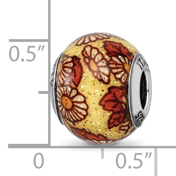 Sterling Silver Reflections Italian Yellow Floral Overlay Glass Bead
