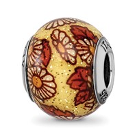 Sterling Silver Reflections Italian Yellow Floral Overlay Glass Bead view 1