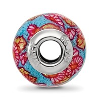 Sterling Silver Reflections Italian Multicolor Floral Overlay Glass Bead view 2