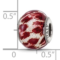 Sterling Silver Reflections Italian Pink & Brown with Glitter Glass Bead view 5